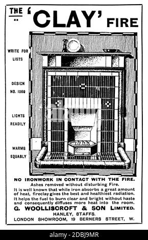 werbung für Wooliscroft & Son, Clay Kamin Hersteller von Hanley, Stoke on Trent von 1912 The Studio an Illustrated Magazine of Fine and A Stockfoto