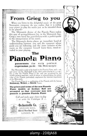 Orchestrelle Company Anzeige für Pianolas von 1912 das Studio an Illustriertes Magazin für bildende und angewandte Kunst Stockfoto