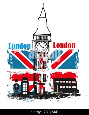 Grunge Banner - ich liebe London Stockfoto