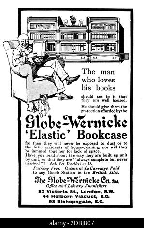 Ill788 Globe Wernicke Elastic Bookcase Werbung von 1914 The Studio Ein Illustriertes Magazin für bildende und angewandte Kunst Stockfoto