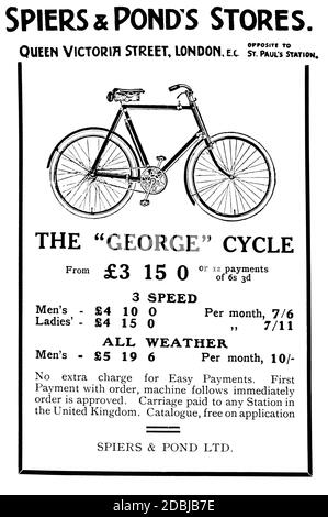 1914 George Radwerbung für Spiers and Ponds Fahrradladen, Tottenham Court Road, London, aus dem Studio an Illustrated Magazine of Fine and Stockfoto