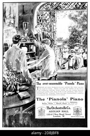 Orchestrelle Company Anzeige für Pianolas von 1914 das Studio an Illustrated Magazine of Fine and Applied Art Darstellung Frau bei Automatische Wiedergabe Stockfoto