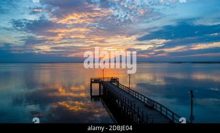 Mobile Bay, Alabama Sonnenuntergang Stockfoto