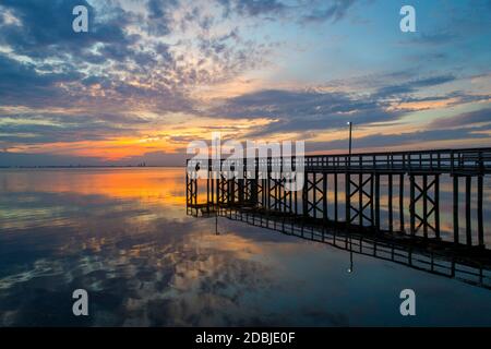 Mobile Bay, Alabama Sonnenuntergang Stockfoto