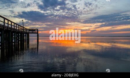 Mobile Bay, Alabama Sonnenuntergang Stockfoto