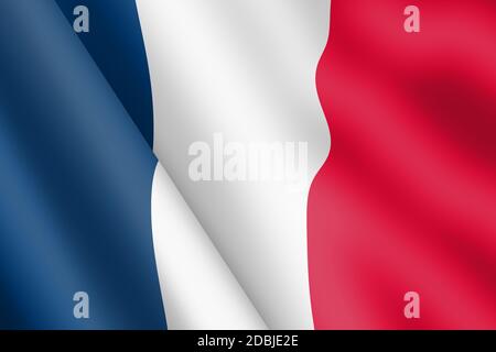 Eine Frankreich tricolor wehende Flagge Illustration Wind Welligkeit Stockfoto
