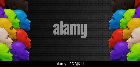 Multikulturelle Gesellschaft vielfältige 3D-Illustration Stockfoto