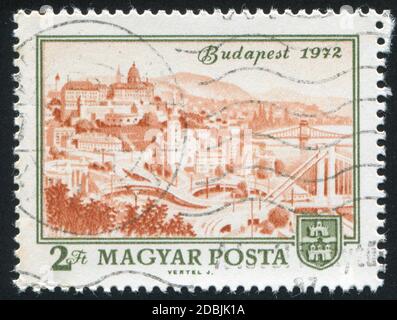 UNGARN - UM 1972: Briefmarke gedruckt von Ungarn, zeigt Budapest, um 1972 Stockfoto