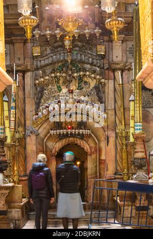 Israel, Jerusalem, Kirche des Heiligen Grabes, das Grab von Jesus Stockfoto