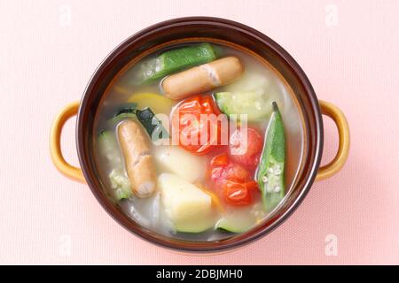 Suppe aus Wurst und Gemüse, Pot-au-feu (japanisch) Stockfoto