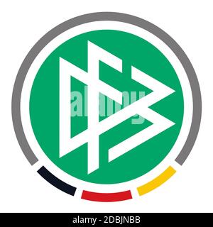 Logo des Deutschen Fußballverbands DFB und der deutschen Nationalmannschaft - Deutschland. Stockfoto