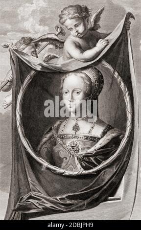 Lady Jane Grey aka Lady Jane Dudley, 1537 - 1554. Titularkönigin von England für neun Tage im Jahr 1553. Ausgeführt im Auftrag von Mary Tudor. Stockfoto