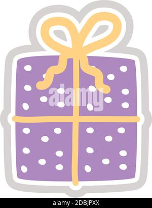 Geschenk Aufkleber flache Stil Symbol Vektor Illustration Design Stock Vektor