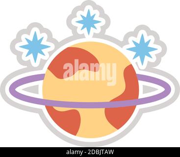 saturn Planet Aufkleber flache Stil Symbol Vektor Illustration Design Stock Vektor