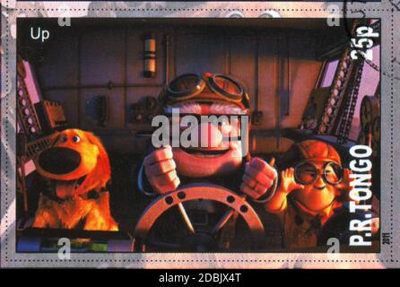 TONGO - UM 2011: Briefmarke gedruckt von Tongo, zeigt Walt Disney Zeichentrickfigur, oben, um 2011 Stockfoto
