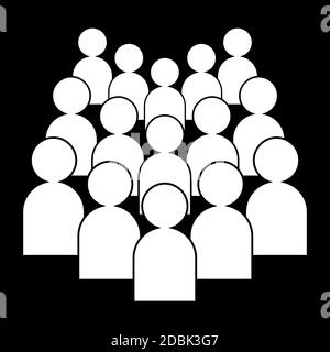 Personen-Symbol, weiß auf schwarzem Hintergrund, Vektorgrafik. Stock Vektor