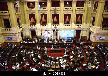 17. November 2020: INT. WorldNews. 17. November 2020. Buenos Aires, Argentinien. Die Gesetzgeber debattieren auf dem Nationalkongress in Buenos Aires über die Solidarität und den außerordentlichen Beitrag großer Vermögen, eine einzige einmalige Steuer für einzelne Vermögen, um während der Wirtschafts- und Covid-19-Krise zu helfen. (Bild: © Julieta FerrarioZUMA Wire) Quelle: ZUMA Press, Inc./Alamy Live News Stockfoto