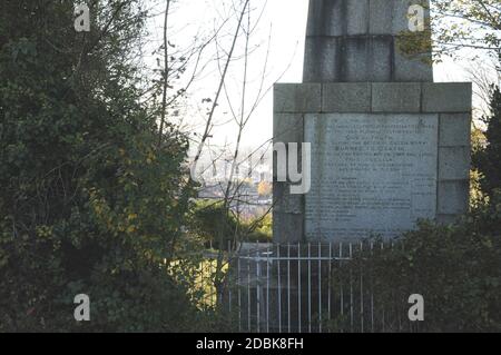 Das Martyrs' Memorial steht auf dem Cliffe Hill in der Stadt Lewes in East Sussex. Es erinnert an die 17 protestantischen Märtyrer, die in der Stadt zu Tode verbrannt wurden. Stockfoto