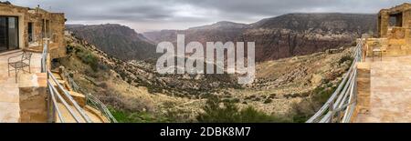 Panorama des Dana Biosphärenreservats, Jordanien Stockfoto