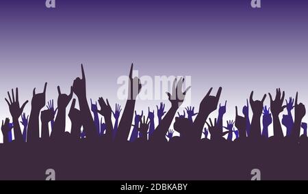 Handzeichen in der Luft bei einem Konzert Stockfoto