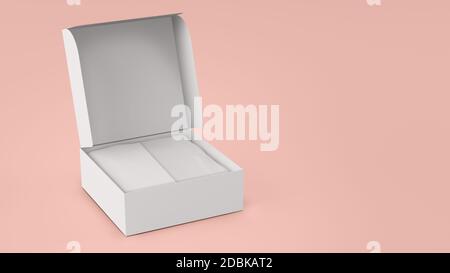 Offene Box mit Geschenkpapier, 3D-Rendering Stockfoto