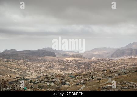 Blick über die Stadt Wadi Musa, Jordanien Stockfoto