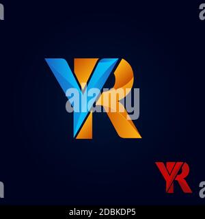Abstract Techno Initial Letter Y and R, YR Logo Template Design Stock Vektor