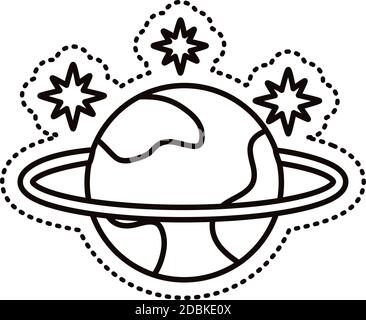 saturn Planet Aufkleber Linie Stil Symbol Vektor Illustration Design Stock Vektor