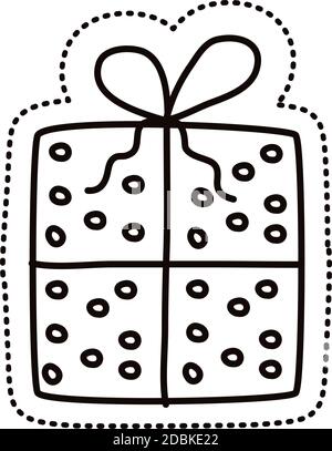 Geschenk Aufkleber Linie Stil Symbol Vektor Illustration Design Stock Vektor