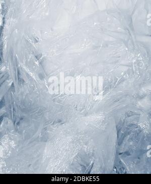 Hellblaue Plastiktüte Textur, Vollformat Hintergrund. Stockfoto