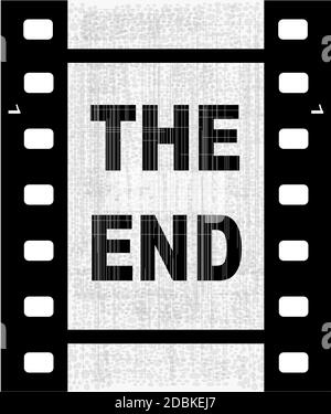 Ein Filmstreifen mit dem Text THE END. Stockfoto