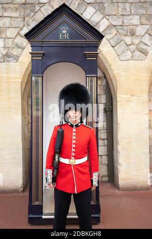 Soldat auf Wache im Schloss Windsor Stockfoto