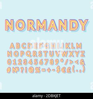 Normandie vintage 3d Vektor Alphabet Set Stock Vektor