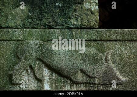 Butrint/ Albanien 12. Oktober 2019. Nahaufnahme der Ruinen der alten Stadt Butrint, Sarande, Albanien. Stockfoto