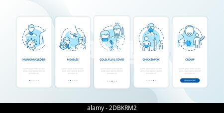 Virale Pharyngitis verursacht Onboarding mobile App Seite Bildschirm mit Konzepten Stock Vektor