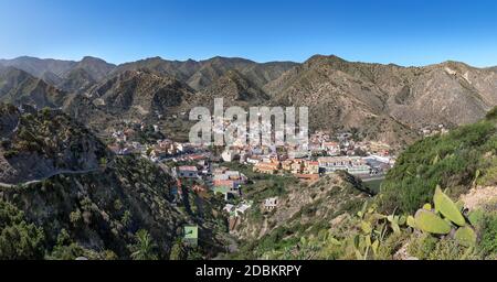 Panorama von Vallehermoso, La Gomera, Kanarische Inseln, Spanien Stockfoto