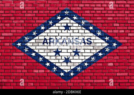 Flagge von Arkansas auf Mauer gemalt Stockfoto