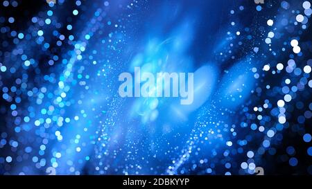 Blauer Cloud-Speicher mit Datenpaketen in Bokeh, computergenerierter abstrakter Hintergrund, 3D-Rendering Stockfoto