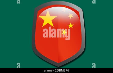 Chinesische Flagge Schild Symbol, 3d-Rendering Stockfoto