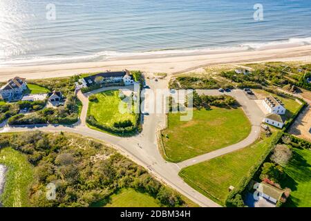 Luftbild von Georgica Beach und der unmittelbaren Umgebung, East Hampton, NY Stockfoto