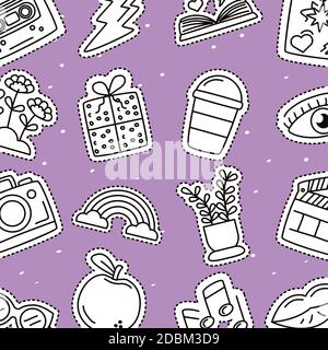 Bündel von Aufklebern Set Symbole Muster Vektor Illustration Design Stock Vektor