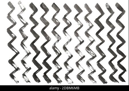 Schwarz bemalte Aquarellstruktur. Aquarell Flecken Tintenpinsel. Hand gezeichnet auf weißem abstraktem Hintergrund Muster Stockfoto