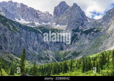 Zugspitzmassiv im Wettersteingebirge Stockfoto