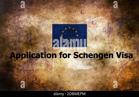 Anwendung für Schengen-Visa Grunge-Konzept Stockfoto