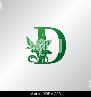 Buchstabe D Monogramm Natur Grün Blätter Logo Symbol Vektor Design Konzept Stock Vektor