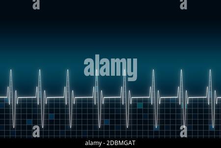 Herzschlag-Kardiogramm mit blauem Hintergrund, 3D-Rendering Stockfoto
