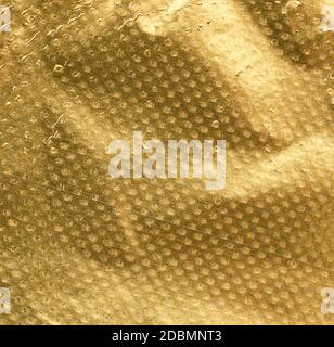 goldene Textur von zerknittert Folienblatt, Vollrahmen, Element für Designer Stockfoto