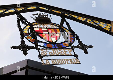 Eingang des Marktes Sant Josep de La Boqueria in Barcelona, Katalonien, Spanien Stockfoto