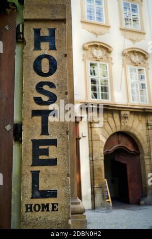 Hostel im historischen Zentrum von Prag in der Tschechischen Republik Stockfoto