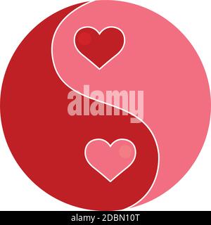 Isoliert romantische Herz Yin Yang rosa Liebe Symbol- Vektor Stock Vektor